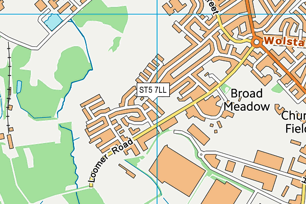 ST5 7LL map - OS VectorMap District (Ordnance Survey)
