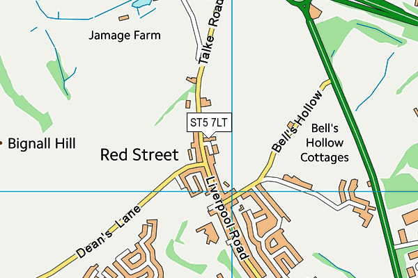 ST5 7LT map - OS VectorMap District (Ordnance Survey)