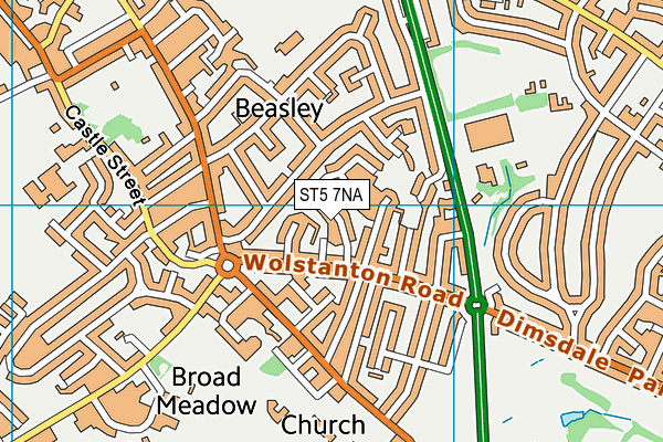 ST5 7NA map - OS VectorMap District (Ordnance Survey)