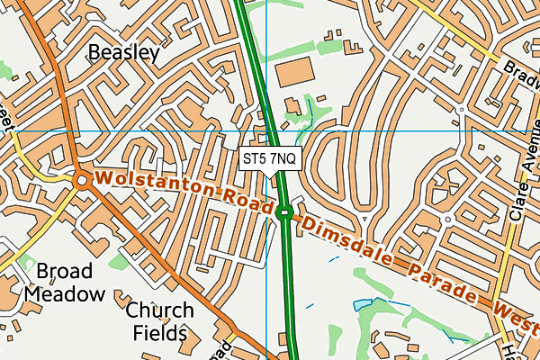 ST5 7NQ map - OS VectorMap District (Ordnance Survey)