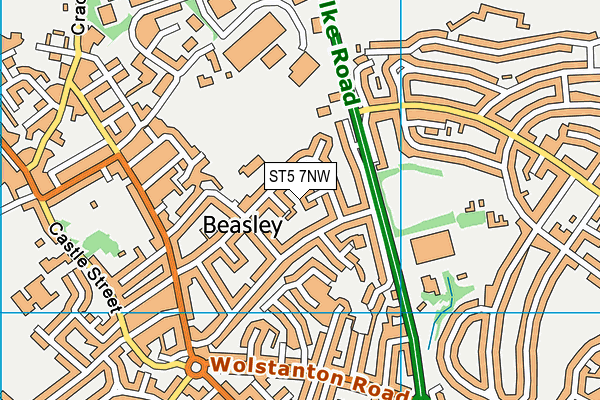 ST5 7NW map - OS VectorMap District (Ordnance Survey)