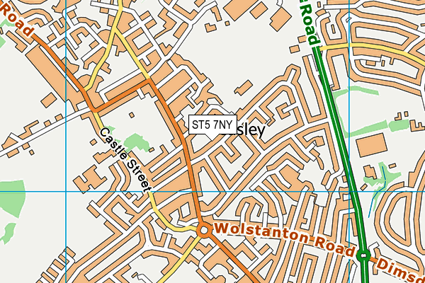 ST5 7NY map - OS VectorMap District (Ordnance Survey)