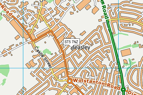 ST5 7NZ map - OS VectorMap District (Ordnance Survey)