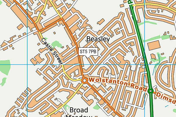 ST5 7PB map - OS VectorMap District (Ordnance Survey)