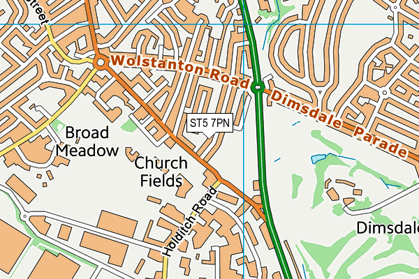 ST5 7PN map - OS VectorMap District (Ordnance Survey)