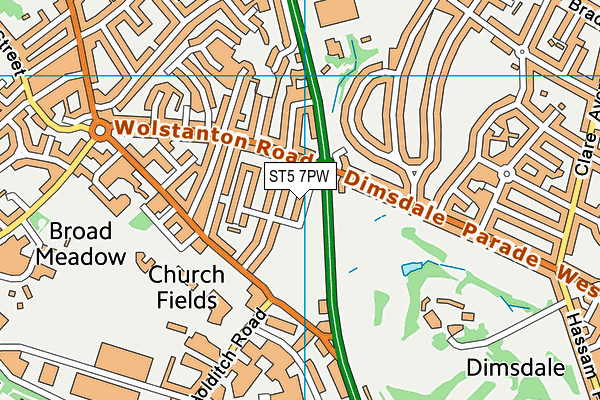 ST5 7PW map - OS VectorMap District (Ordnance Survey)