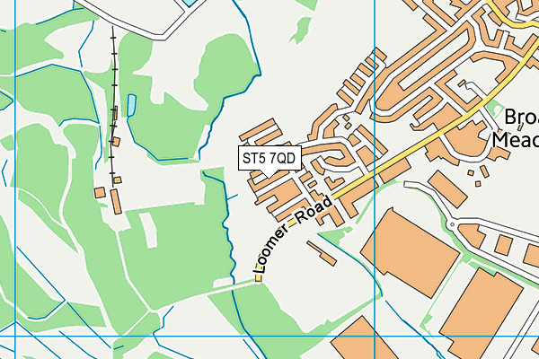 ST5 7QD map - OS VectorMap District (Ordnance Survey)