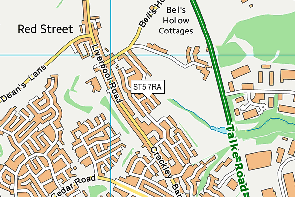 ST5 7RA map - OS VectorMap District (Ordnance Survey)