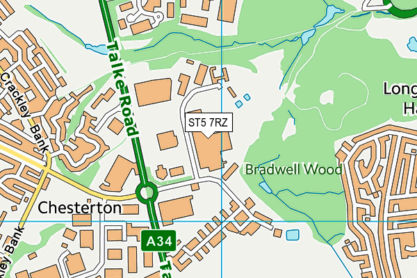 ST5 7RZ map - OS VectorMap District (Ordnance Survey)