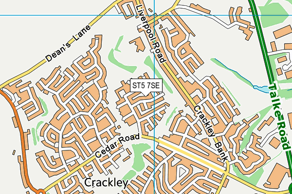 ST5 7SE map - OS VectorMap District (Ordnance Survey)