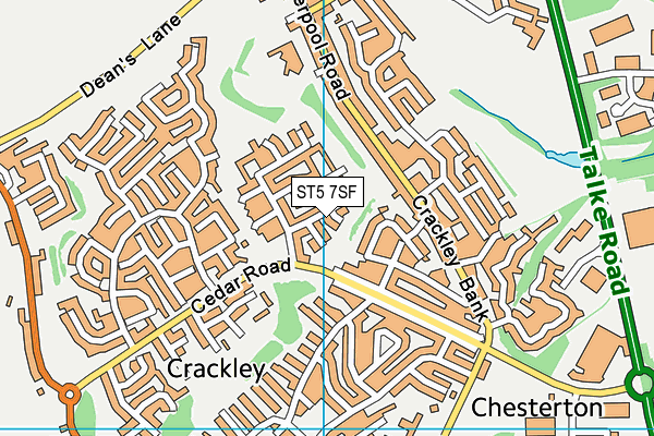 ST5 7SF map - OS VectorMap District (Ordnance Survey)