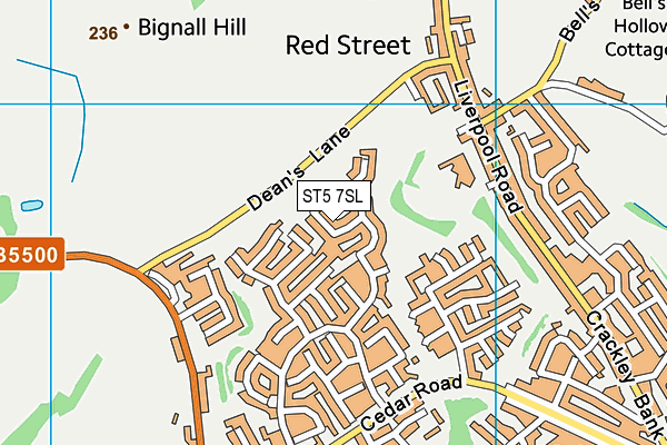 ST5 7SL map - OS VectorMap District (Ordnance Survey)