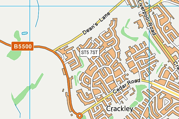 ST5 7ST map - OS VectorMap District (Ordnance Survey)