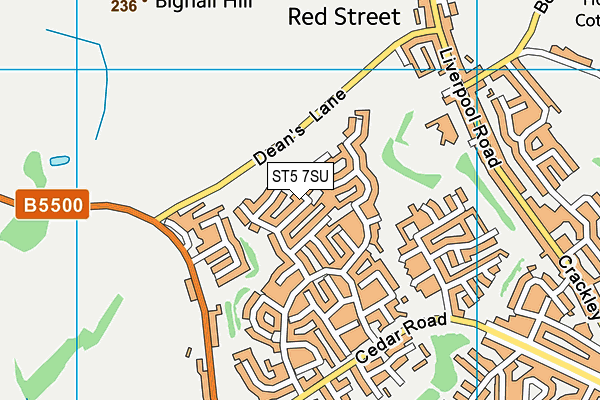 ST5 7SU map - OS VectorMap District (Ordnance Survey)