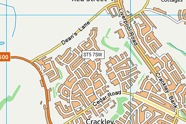 ST5 7SW map - OS VectorMap District (Ordnance Survey)