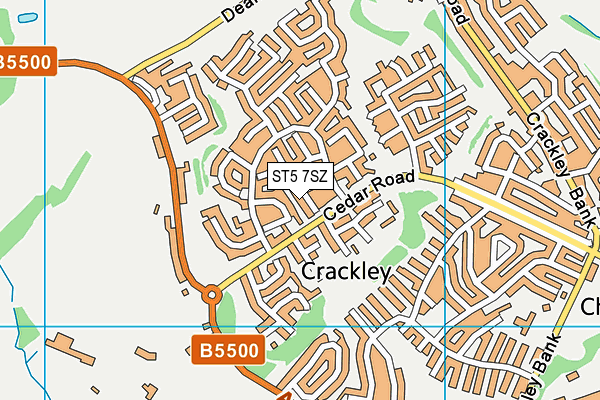 ST5 7SZ map - OS VectorMap District (Ordnance Survey)