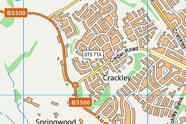 ST5 7TA map - OS VectorMap District (Ordnance Survey)