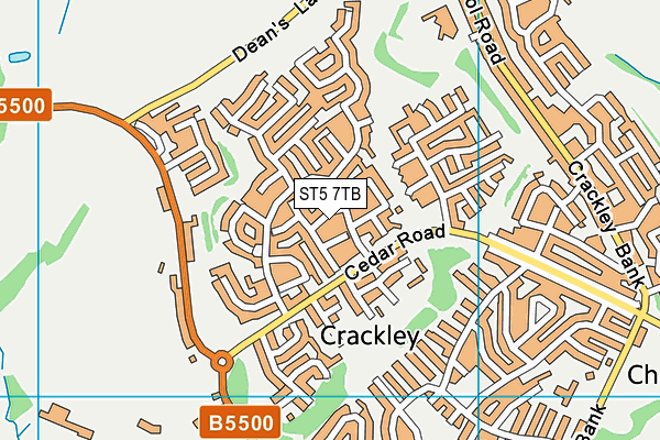 ST5 7TB map - OS VectorMap District (Ordnance Survey)