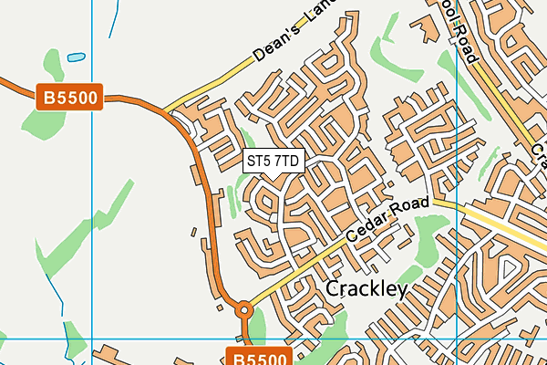 ST5 7TD map - OS VectorMap District (Ordnance Survey)