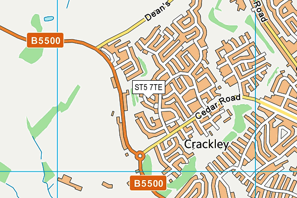 ST5 7TE map - OS VectorMap District (Ordnance Survey)