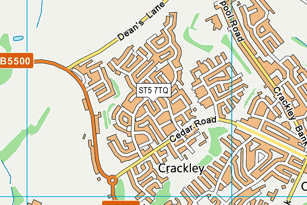 ST5 7TQ map - OS VectorMap District (Ordnance Survey)