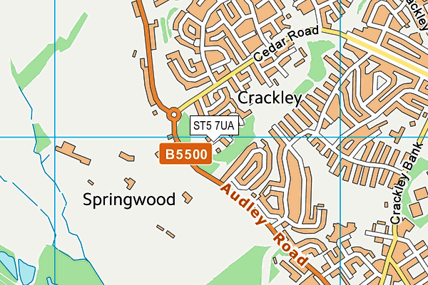 ST5 7UA map - OS VectorMap District (Ordnance Survey)