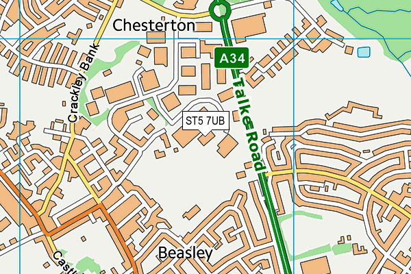 ST5 7UB map - OS VectorMap District (Ordnance Survey)