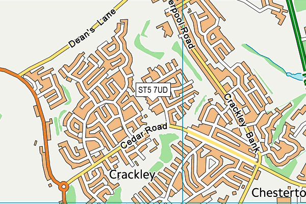 ST5 7UD map - OS VectorMap District (Ordnance Survey)