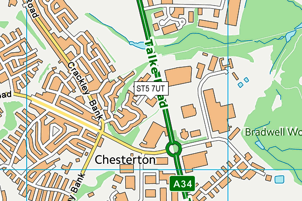 ST5 7UT map - OS VectorMap District (Ordnance Survey)