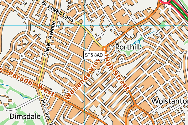 ST5 8AD map - OS VectorMap District (Ordnance Survey)