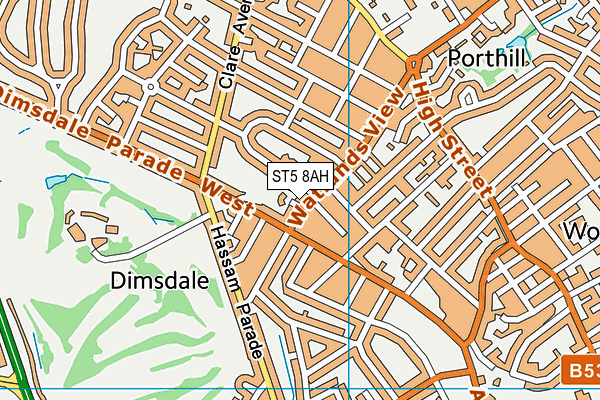ST5 8AH map - OS VectorMap District (Ordnance Survey)