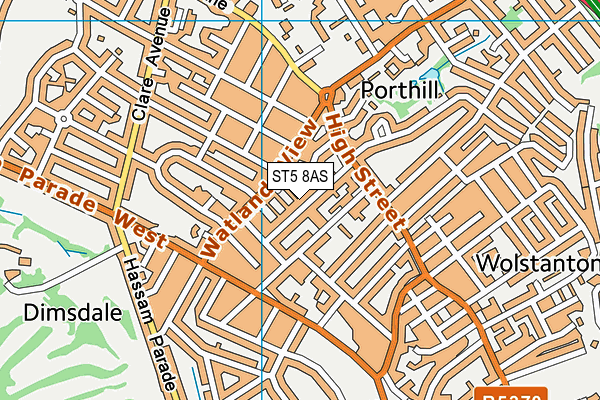 ST5 8AS map - OS VectorMap District (Ordnance Survey)