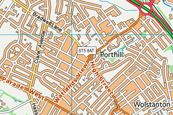 ST5 8AT map - OS VectorMap District (Ordnance Survey)