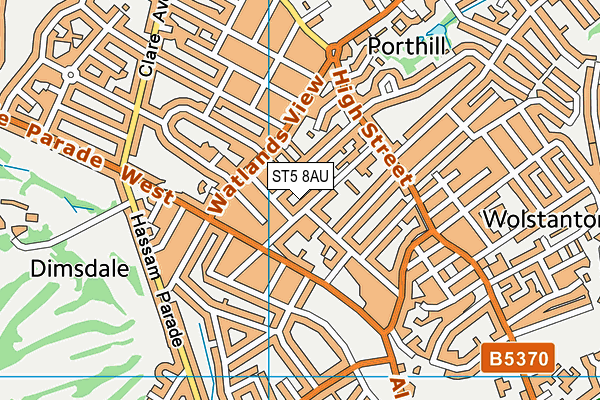 ST5 8AU map - OS VectorMap District (Ordnance Survey)