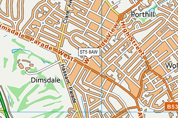 ST5 8AW map - OS VectorMap District (Ordnance Survey)