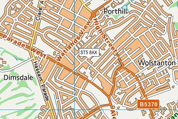 ST5 8AX map - OS VectorMap District (Ordnance Survey)