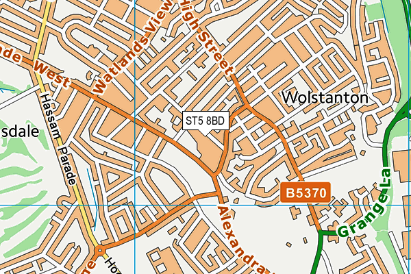 ST5 8BD map - OS VectorMap District (Ordnance Survey)