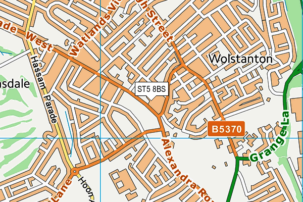 ST5 8BS map - OS VectorMap District (Ordnance Survey)