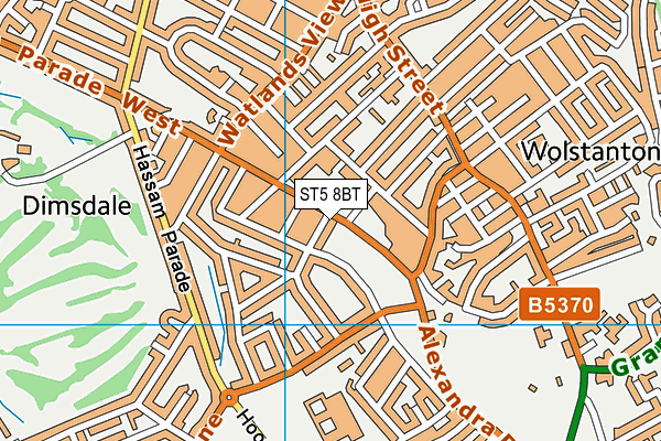 ST5 8BT map - OS VectorMap District (Ordnance Survey)