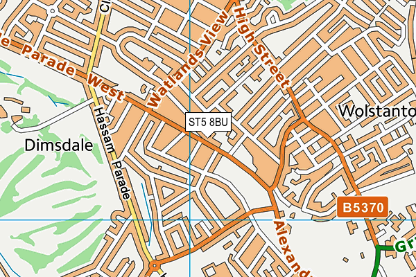 ST5 8BU map - OS VectorMap District (Ordnance Survey)