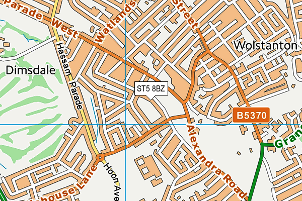 Southlands Avenue Playing Field map (ST5 8BZ) - OS VectorMap District (Ordnance Survey)
