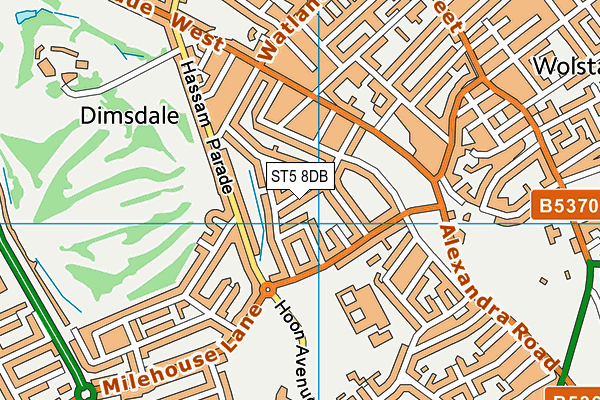 ST5 8DB map - OS VectorMap District (Ordnance Survey)