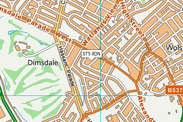 ST5 8DN map - OS VectorMap District (Ordnance Survey)