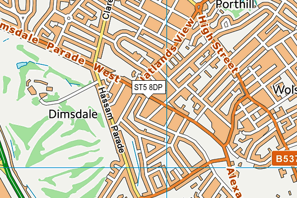 ST5 8DP map - OS VectorMap District (Ordnance Survey)