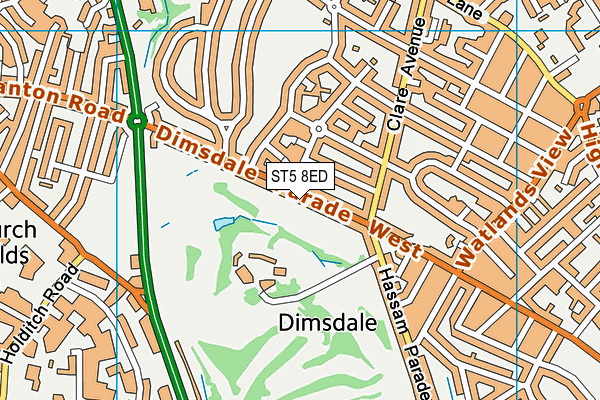 ST5 8ED map - OS VectorMap District (Ordnance Survey)