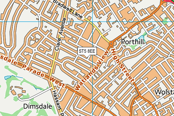 ST5 8EE map - OS VectorMap District (Ordnance Survey)