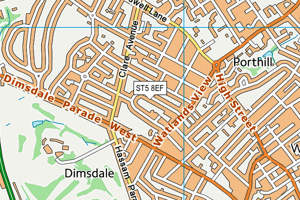 ST5 8EF map - OS VectorMap District (Ordnance Survey)