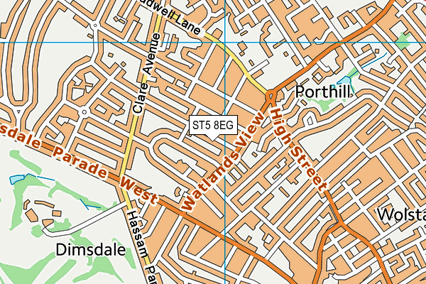 ST5 8EG map - OS VectorMap District (Ordnance Survey)