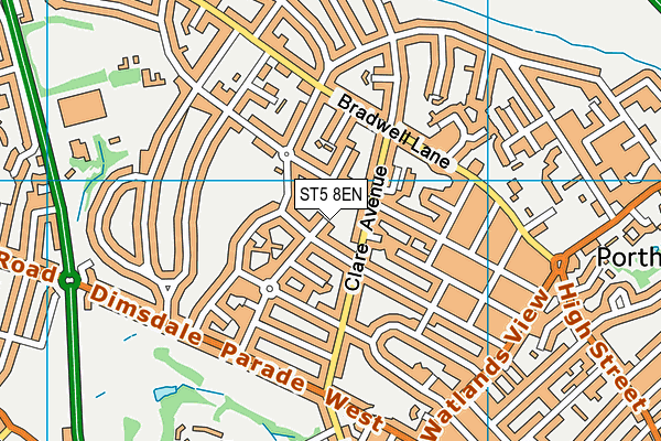 ST5 8EN map - OS VectorMap District (Ordnance Survey)