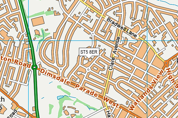 ST5 8ER map - OS VectorMap District (Ordnance Survey)